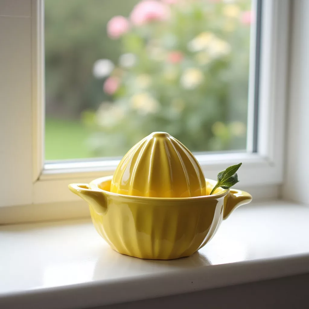 a lemon squeezer on a window sill