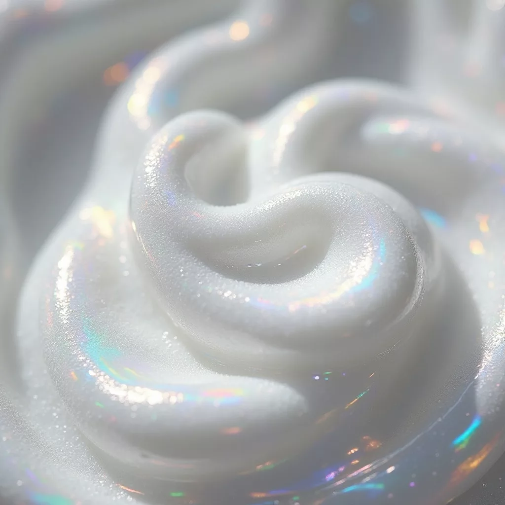 a close up of a white cream