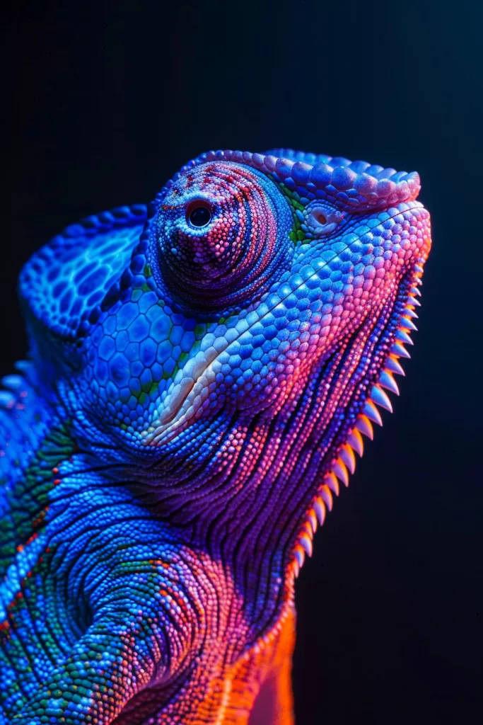a colorful lizard with sharp teeth
