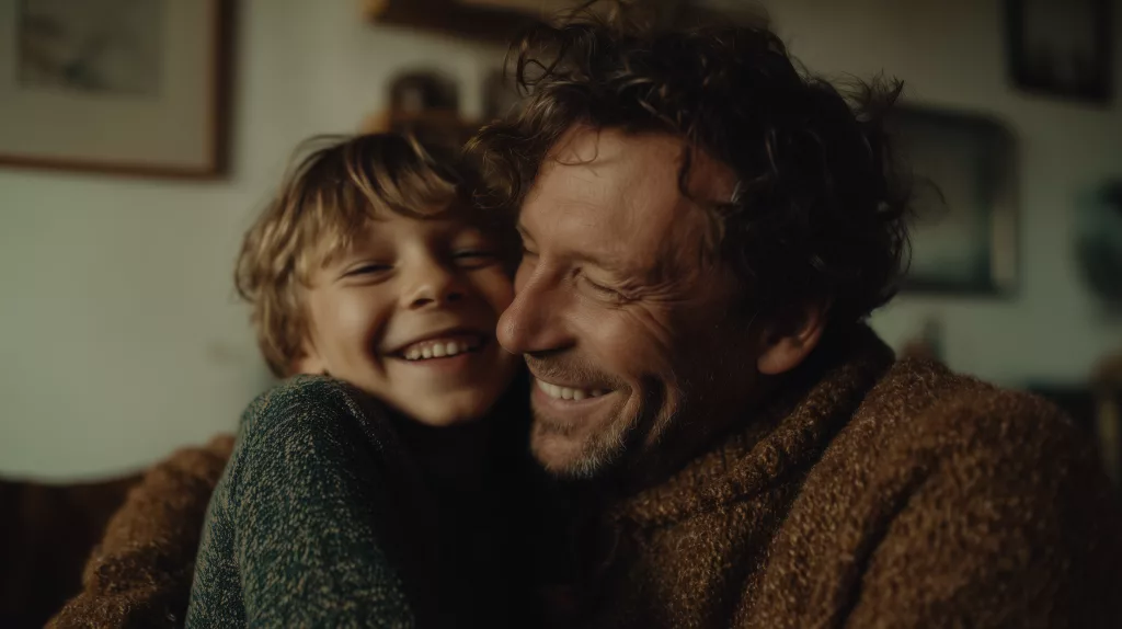 Pere et fils heureux pour le nouveau projet. Depuis le 1er juillet 2021, le congé paternité pour une naissance unique est de 28 jours, dont 7 jours obligatoires.