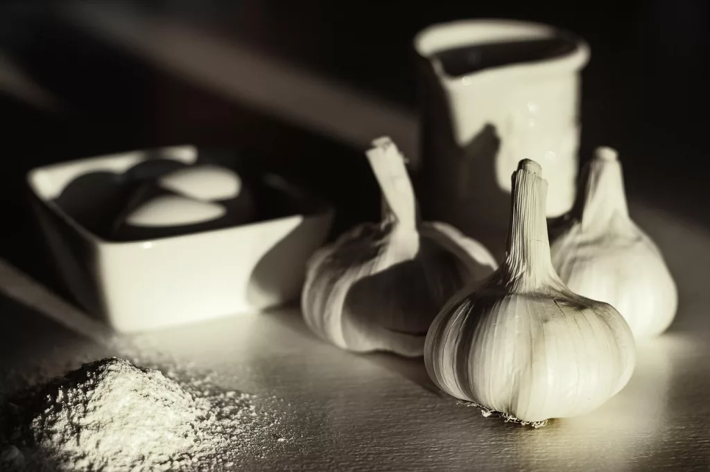 cuisine, ail, œufs, farine, lait, blanc, aliments, manger