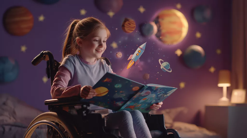 Enfant sur un fauteuil roulant 