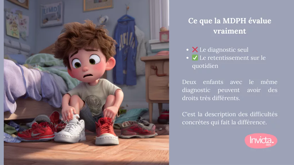 La MDPH évalue le retentissement du handicap sur le quotidien, pas le diagnostic seul