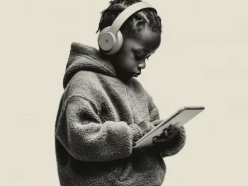 EndeavorRx - Enfant portant un casque audio et utilisant une tablette, concentré sur un contenu numérique interactif