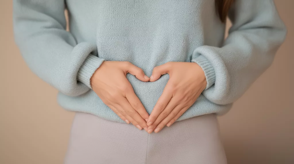 Femme enceinte formant un cœur avec ses mains sur son ventre, représentant les futurs parents éligibles au Kit Parentalité de la CAF