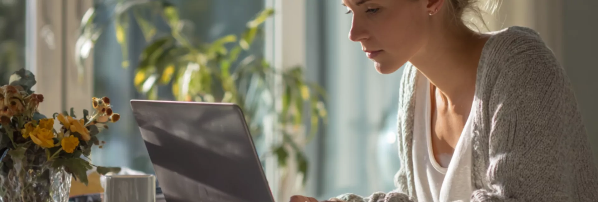 Femme seule consultant ses aides sociales sur un ordinateur portable, illustration de la réforme ASU 2026