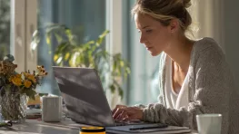 Femme seule consultant ses aides sociales sur un ordinateur portable, illustration de la réforme ASU 2026